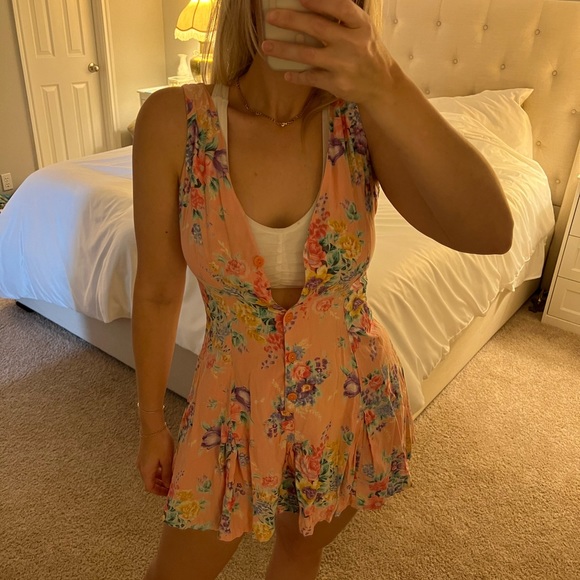 Vintage pastel floral button down romper size 10 - Picture 2 of 4